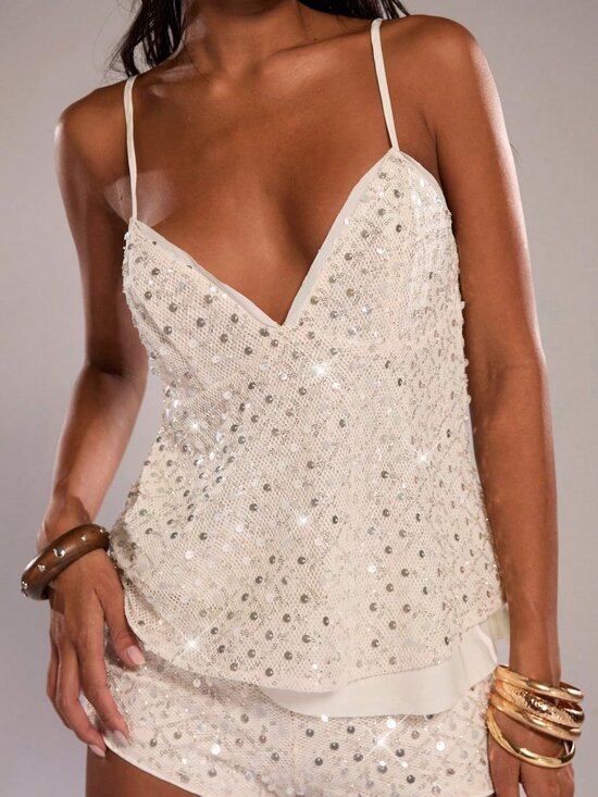 Tops - White Party Women's Mesh Beaded Super Low-Waist Shorts